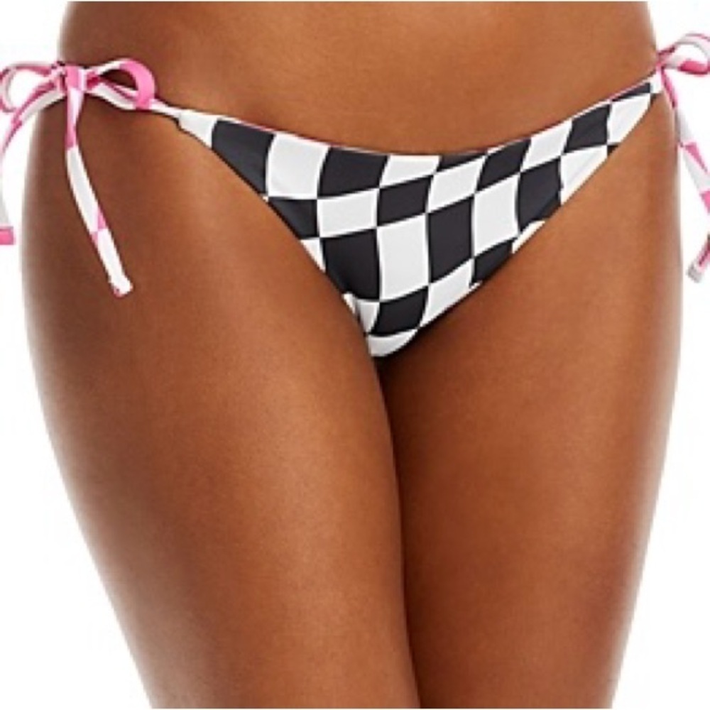 Solid & Striped Womens Checkered Side Tie Swim Bottom Separates Size L